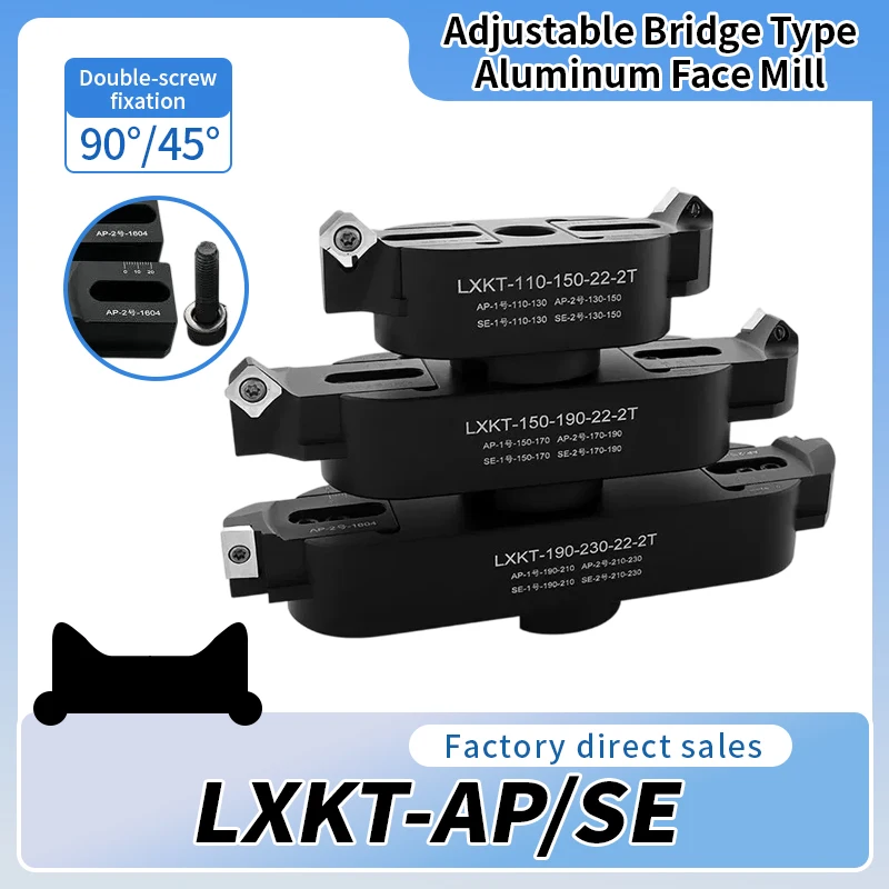 Tête de coupe CNC en aluminium de type pont Lxkt-AP/SE avec fraise à diamètre réglable à 90 et 45 degrés
