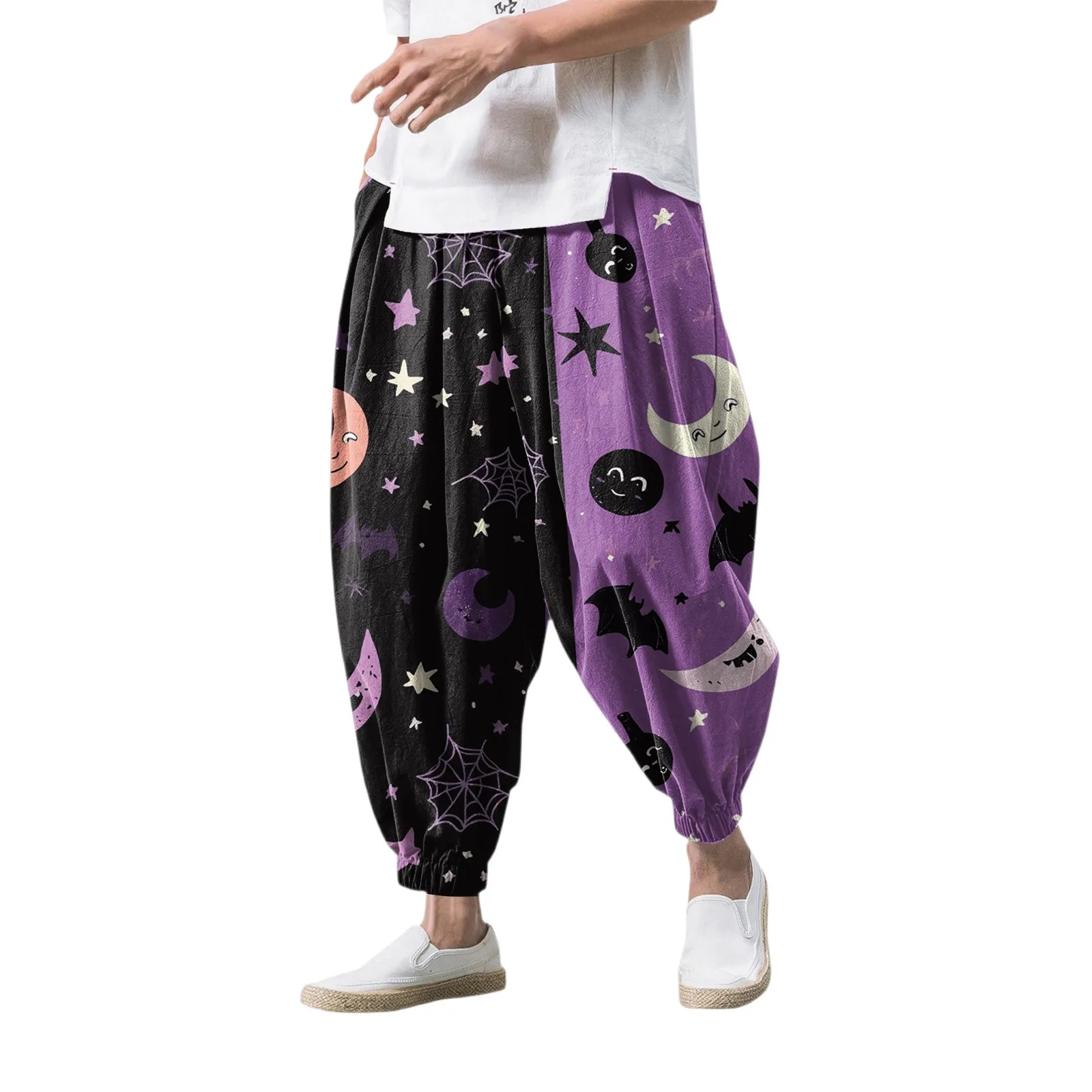Pantaloni con stampa retrò di Halloween Uomo Autunno Casual Comfort Pantaloni maschili Pantaloni lunghi larghi alla moda Moda outdoor Streetwear