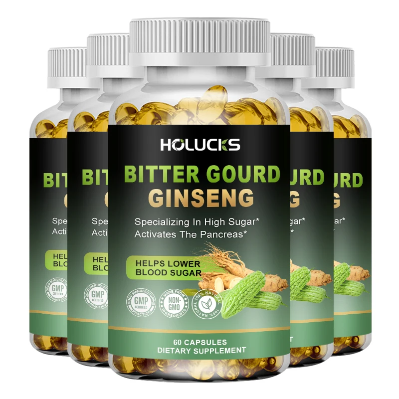 

HOLUCKS Bitter Melon & Ginseng 2500mg Capsules, Supports Healthy Blood Sugar Levels, Glucose Metabolism & Pancreatic Function