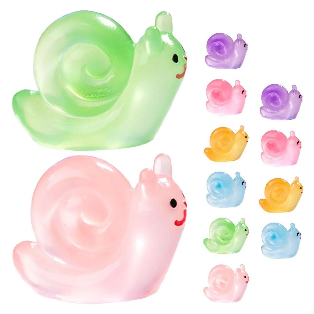 

12 Pcs Luminous Snail Decoration Mini Resin Glowing Toys Garden Ornaments Miniature Figurine