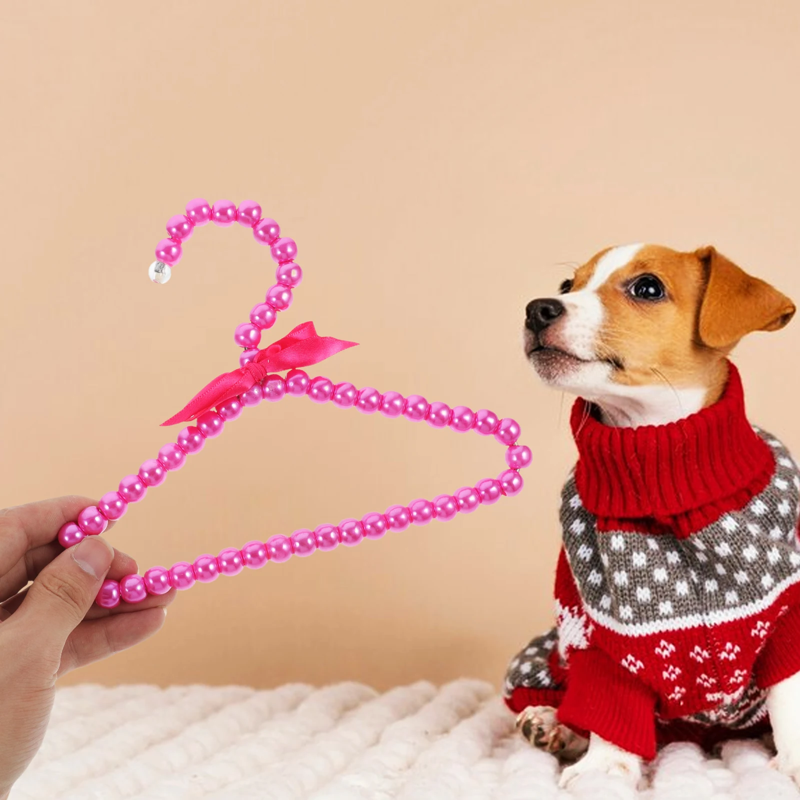 

2Pcs Pet Clothes Hanger Foldable Garment Rack for Dog Durable Portable Pearl Appearance Clothes Hanger Household Storage