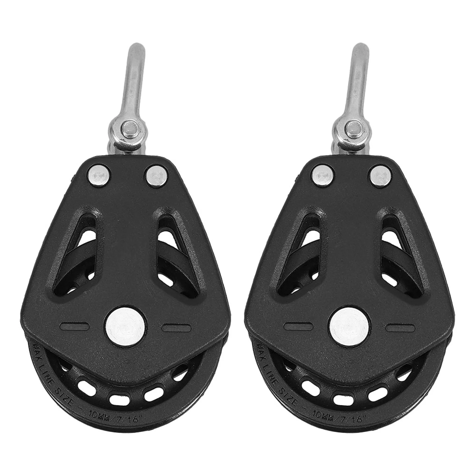 

2Pcs Sliding Nylon Stainless Steel Double Pulley Block Swivel Bearing for Marine Sailboat Weight Cable Pulley System Gym