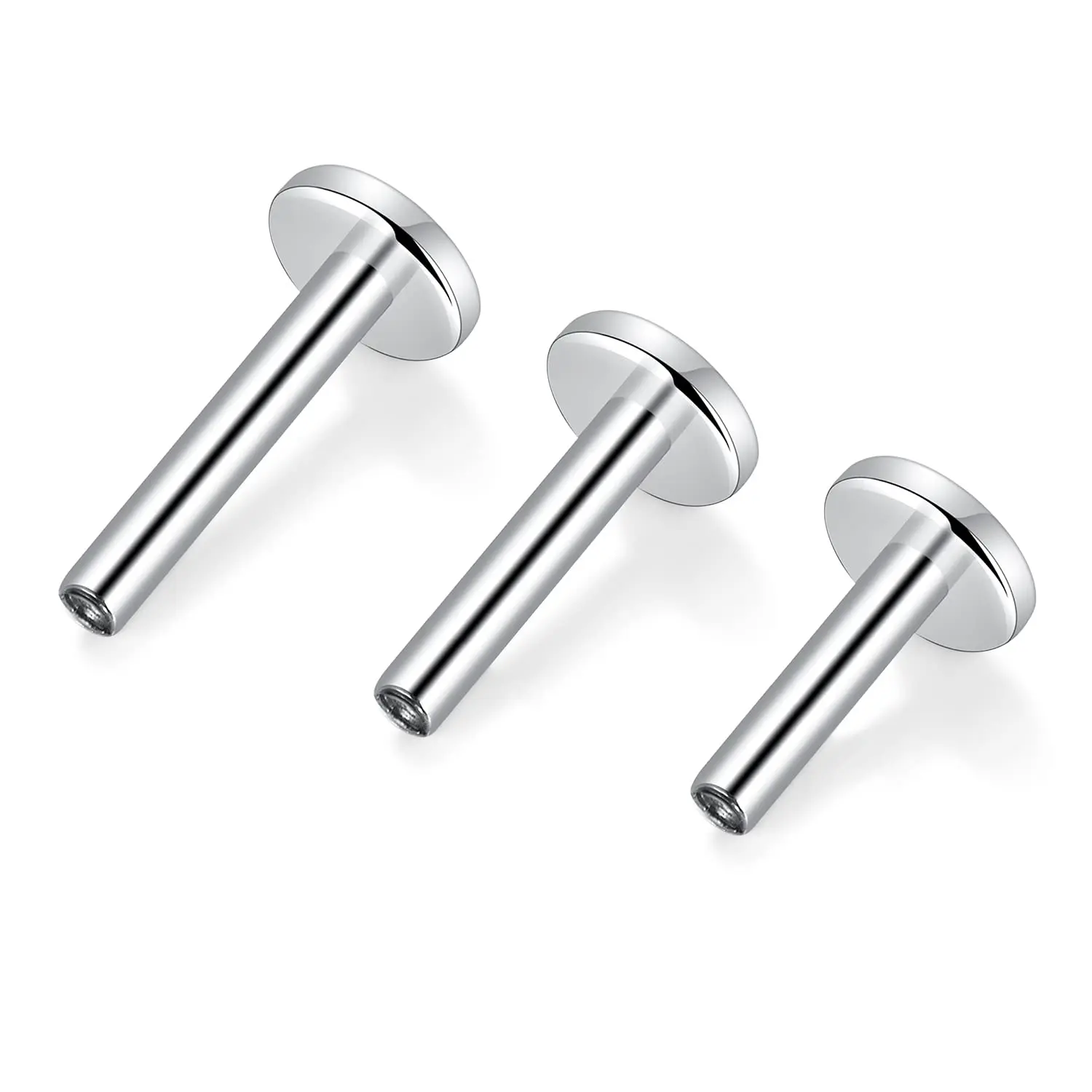 3Pcs G23 Titanium Internally Threaded Labret Bar Stud Post 16G 6/8/10Mm Labret …