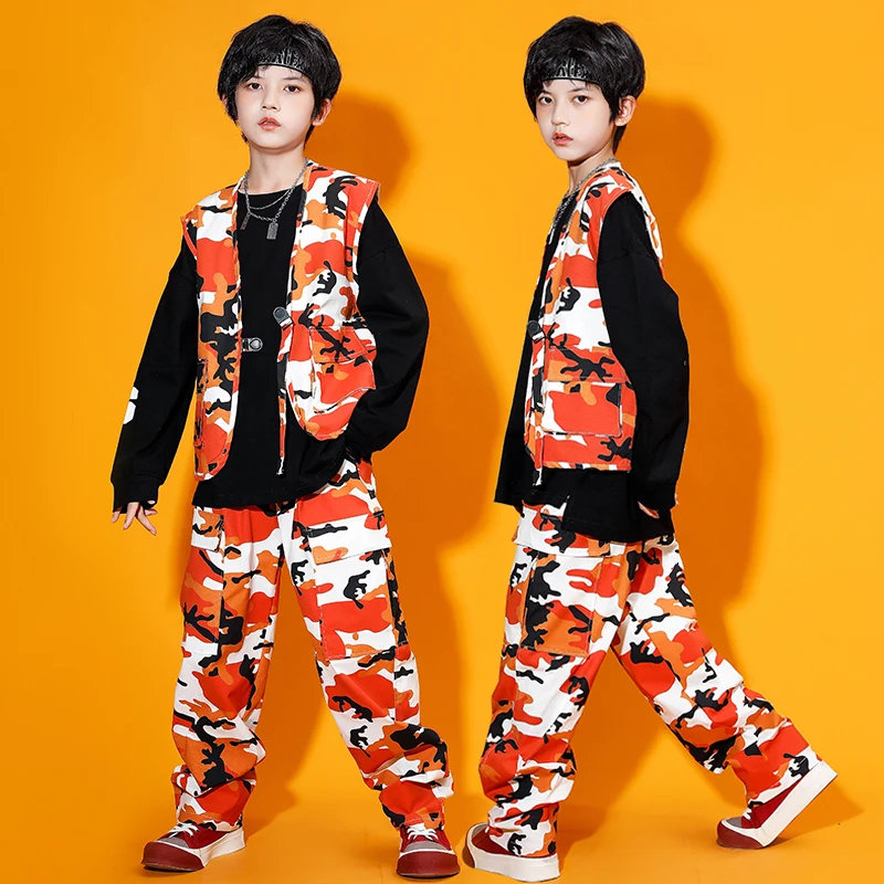 Gilet d'outillage de Camouflage, costume Hip-Hop pour enfants, Costumes de danse Jazz Kpop pour filles et garçons, vêtements de danse Rave Hip Hop DN12922