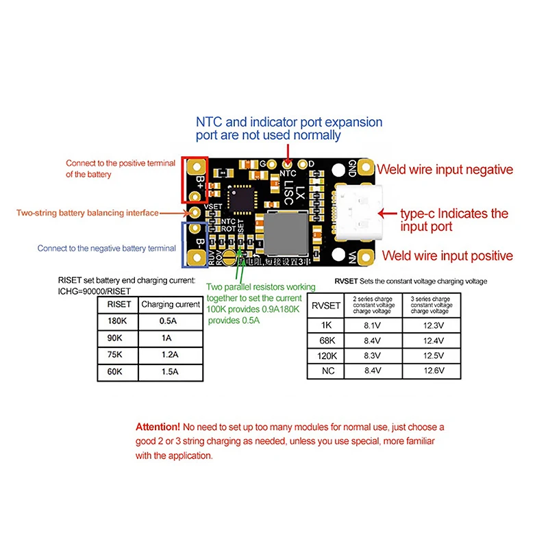 3.7V Lithium Battery Supporting Fast Charging Balance With Indicator Light Type-C USB Charging Enhancement Module