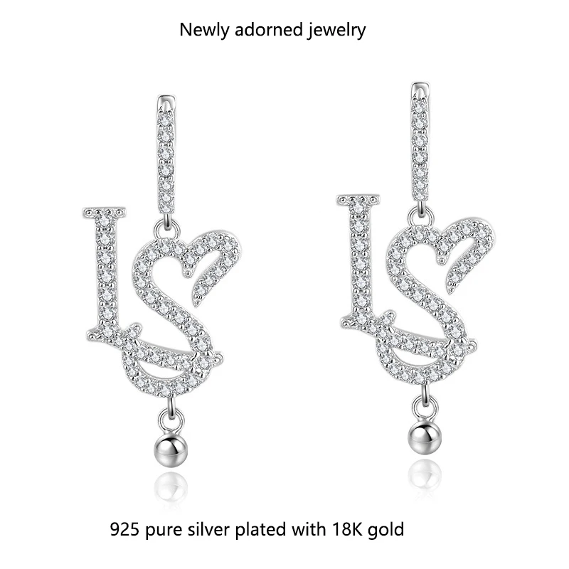 

925 Sterling Silver Earings, Delicate Danle Drop Single Moissanite Earrings, Women's 18k White Gold Plated Earings with Lab-Grow