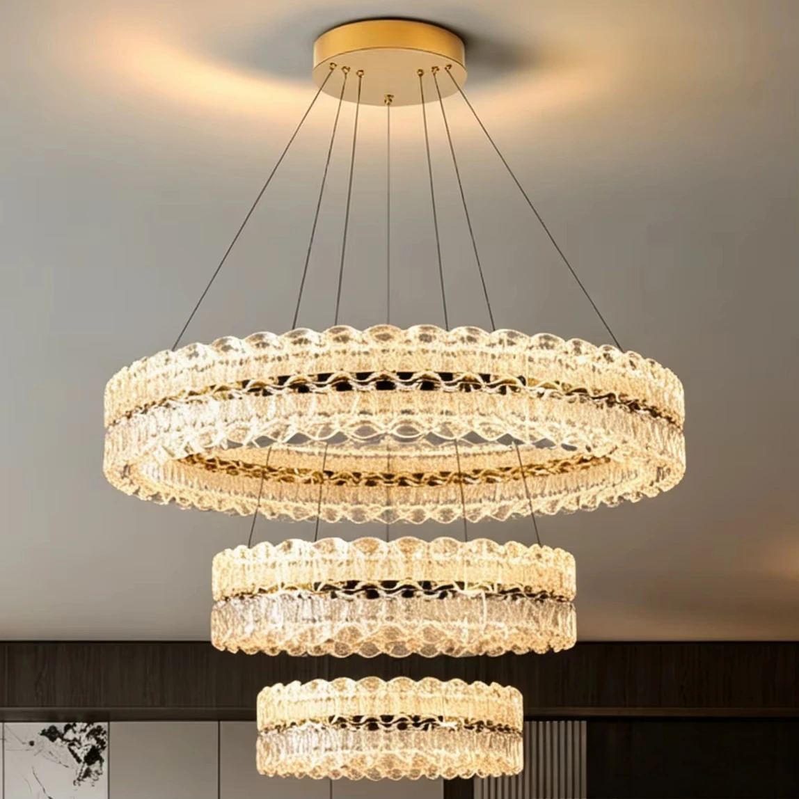 Modern Luxury High-End Round Gold Pendant Light for Dining Room Living Room Bedroom Home Decor Lighting