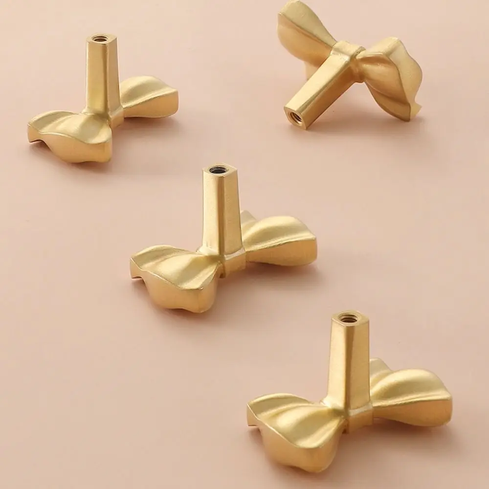 Retro Bow Tie Brass Handle Furniture Hardware Single Hole Cabinet Door Knobs Vintage Push-pull Wardrobe Drawer Pulls Dresser