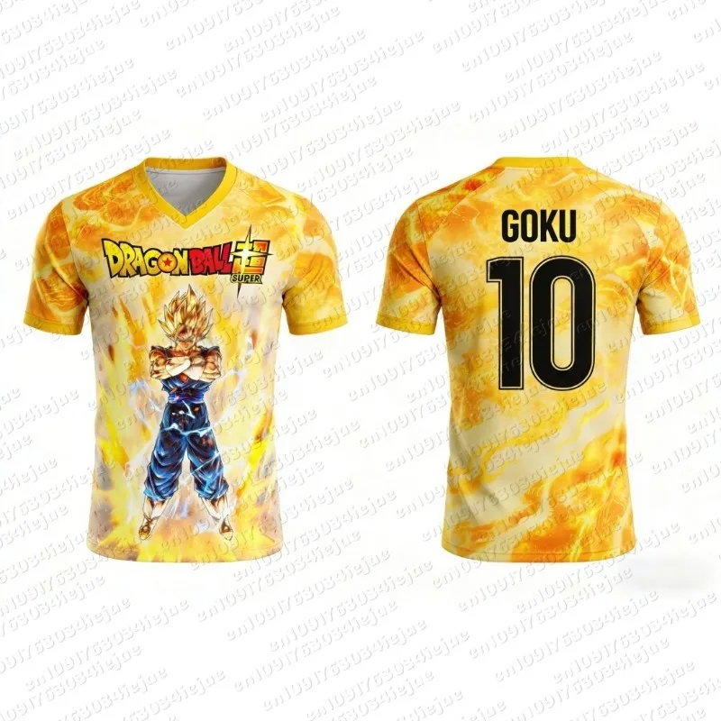 2026 Dragon Ball Super Saiyan Goku Grafik-Fußballtrikot Sommer Sport Schnelltrocknend Herren T-Shirt Kinderbekleidung Damen T-Shirt