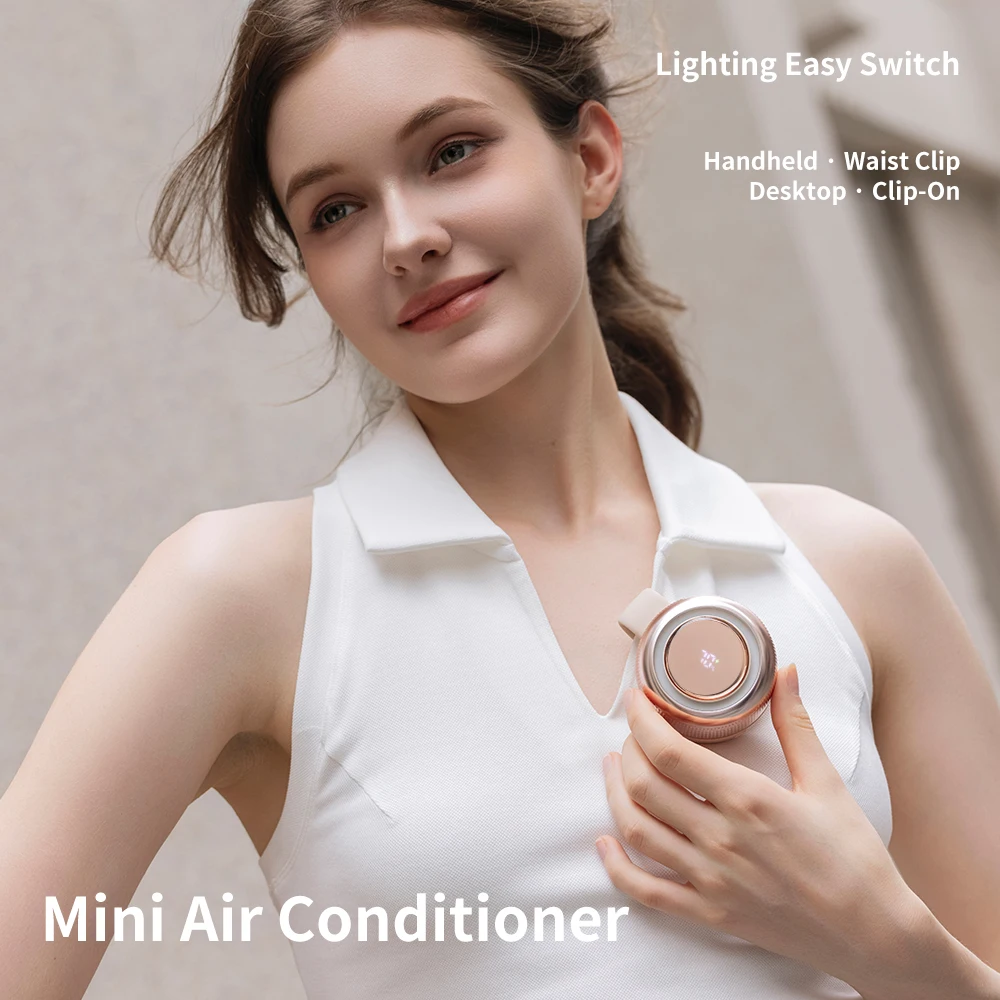 Clip-On Fan, 2000mAh Compact, 360° Stepless Airflow, Display, Memory Silicone Clip (Desk/Bag/Waist), 3-Brightness Night Light