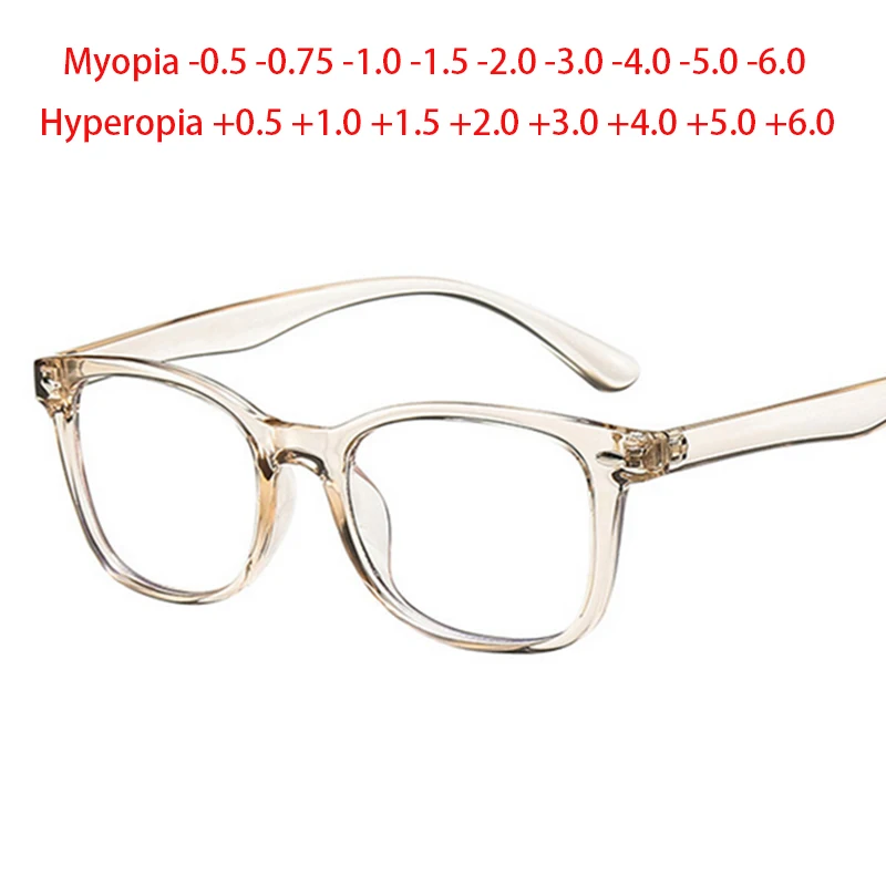 Rivets Frame Small Square Women Myopia Spectacles With Cylinder 0 -0.5 -0.75 To -6.0 , Men Hyperopia +0.5 to +6.0