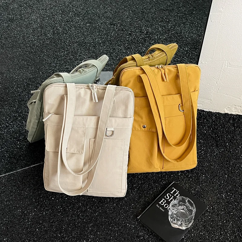 15.6 Inch Nylon Large Capacity Tote Bag Water Resistant Large Capacity Daily Commute Work School Travel Carry Bag