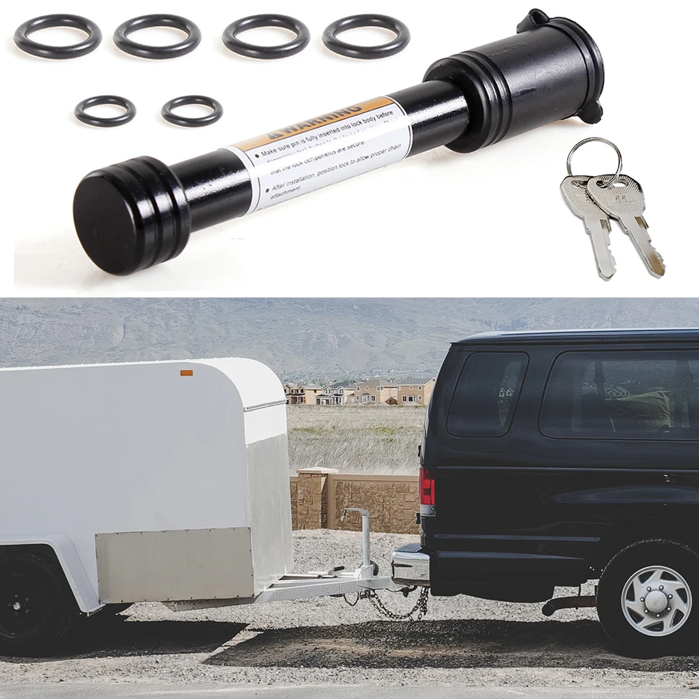 Trailer Hitch Lock Fits 2 Inch Receiver Trailer Hitch Locking Pin 5/8 Inch Pin Anti-Rattle O-Rings for Tow Truck Boat Bike