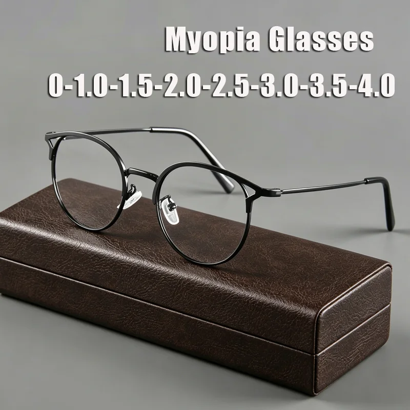 

2026 New Fashion Simple Cat-Eye Myopia Glasses Women's Unique Metal Frames Minus Diopter Eyeglasses Prescription with 0 To -4.0