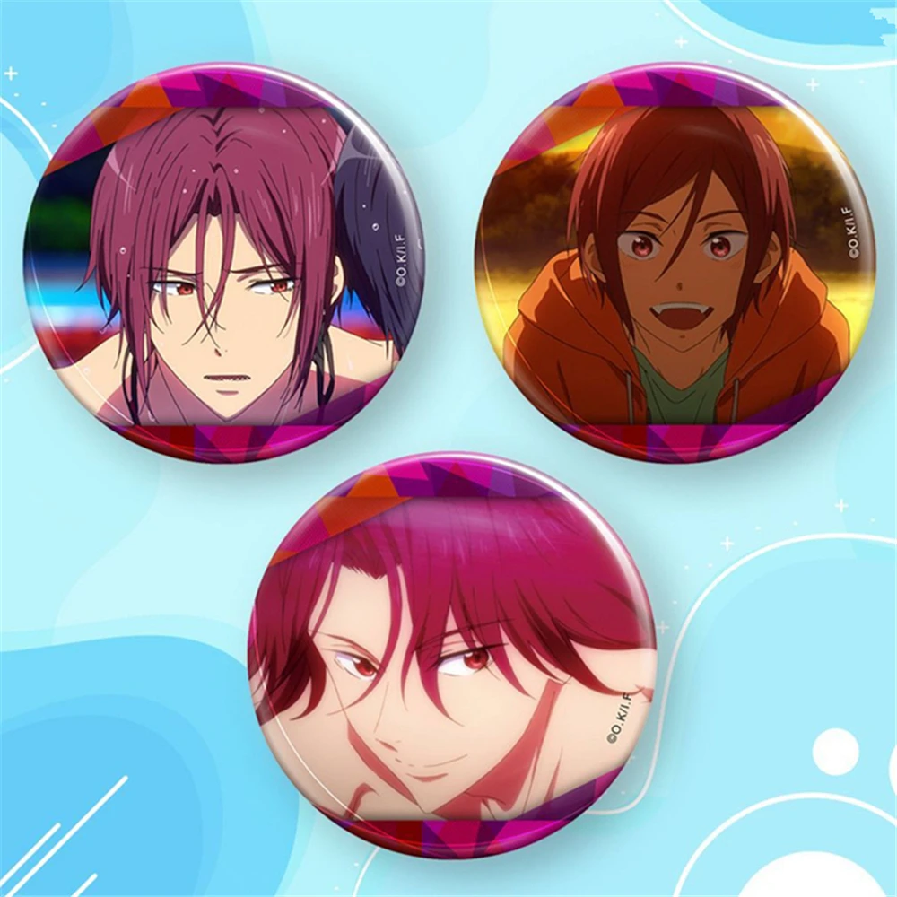 Anime Free! Rin Matsuoka High☆Speed! Cosplay Costume Badge Pin SPTE Tinplate Brooch Accessories Prop Gift