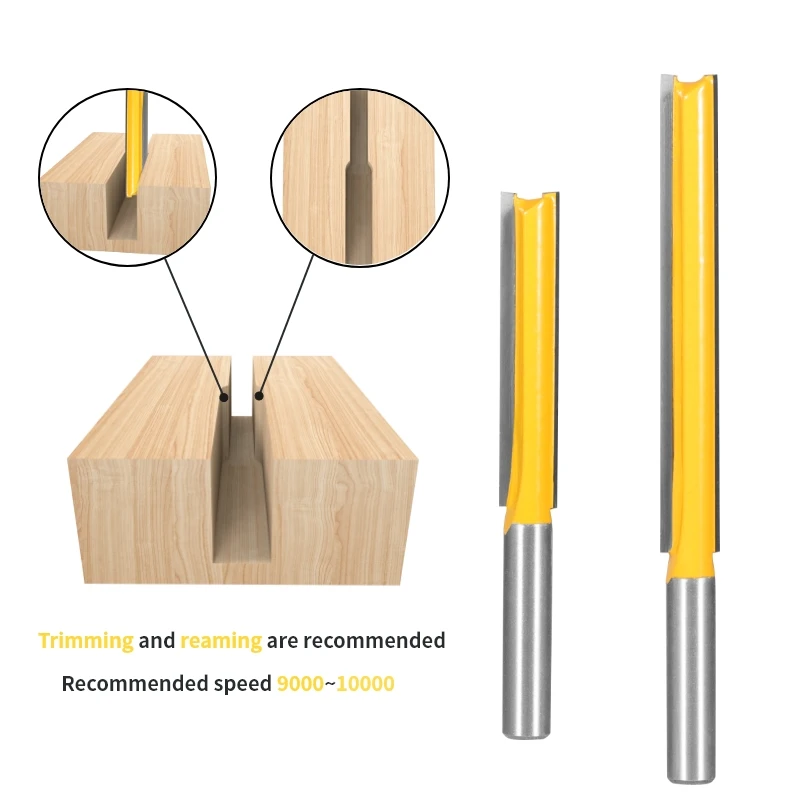 NXWIND 2PCS 8MM Shank  Long Blades  Straight   Router Bit  Woodworing Milling  Cutter For Wood  Cleaning Flush Trim