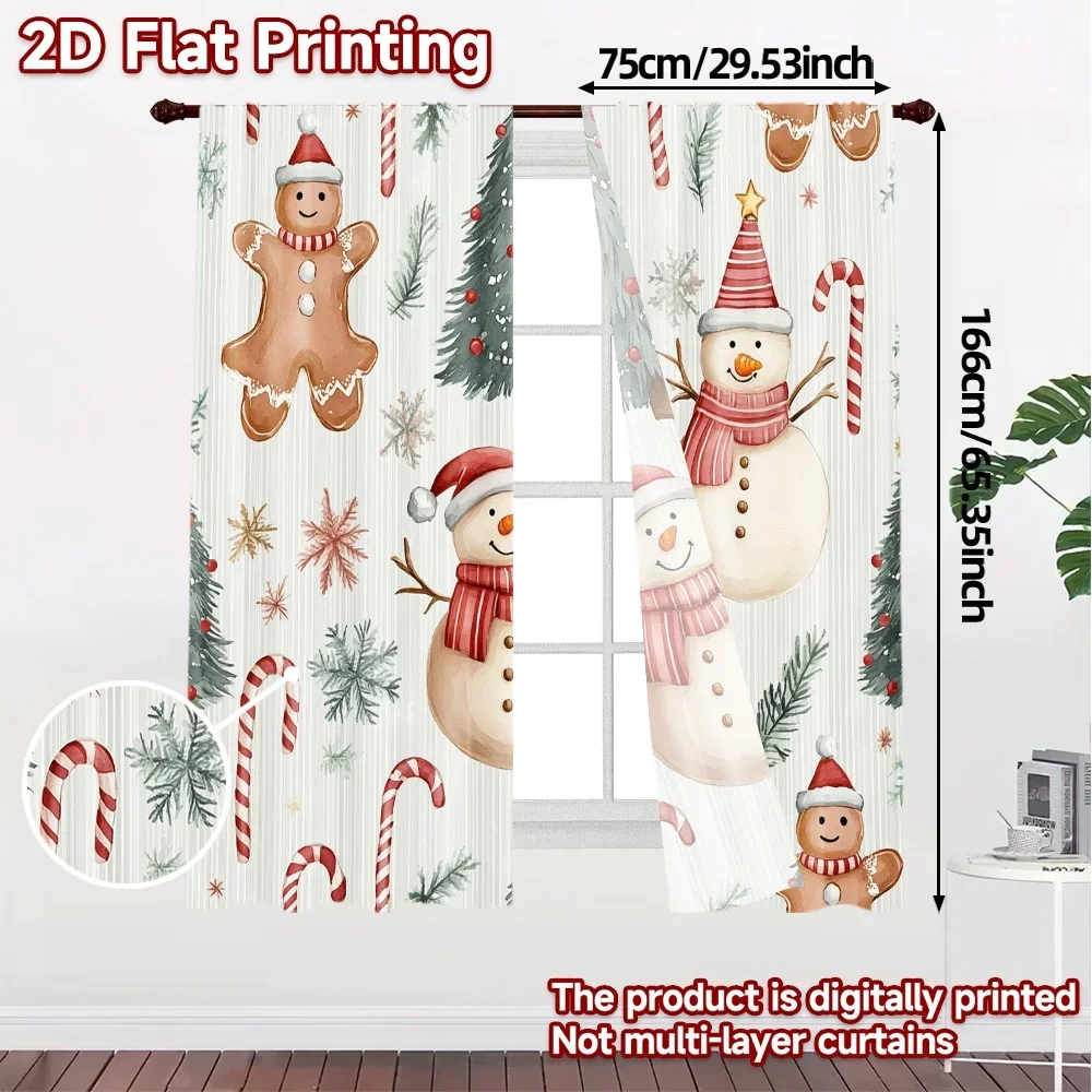 2pcs,Curtains Christmas Trees Snowman Gingerbread (3) Chic Contemporary Curtains Fabric Curtains Home Decor Use for Living Room,