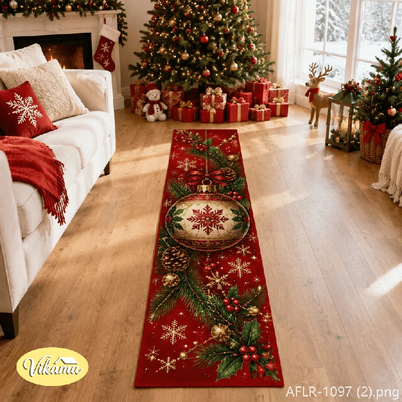 VIKAMA Christmas Hot Cocoa Mug Runner Rug Non Slip Washable Soft Floor Mat for Entryway Kitchen Holiday Home Decor
