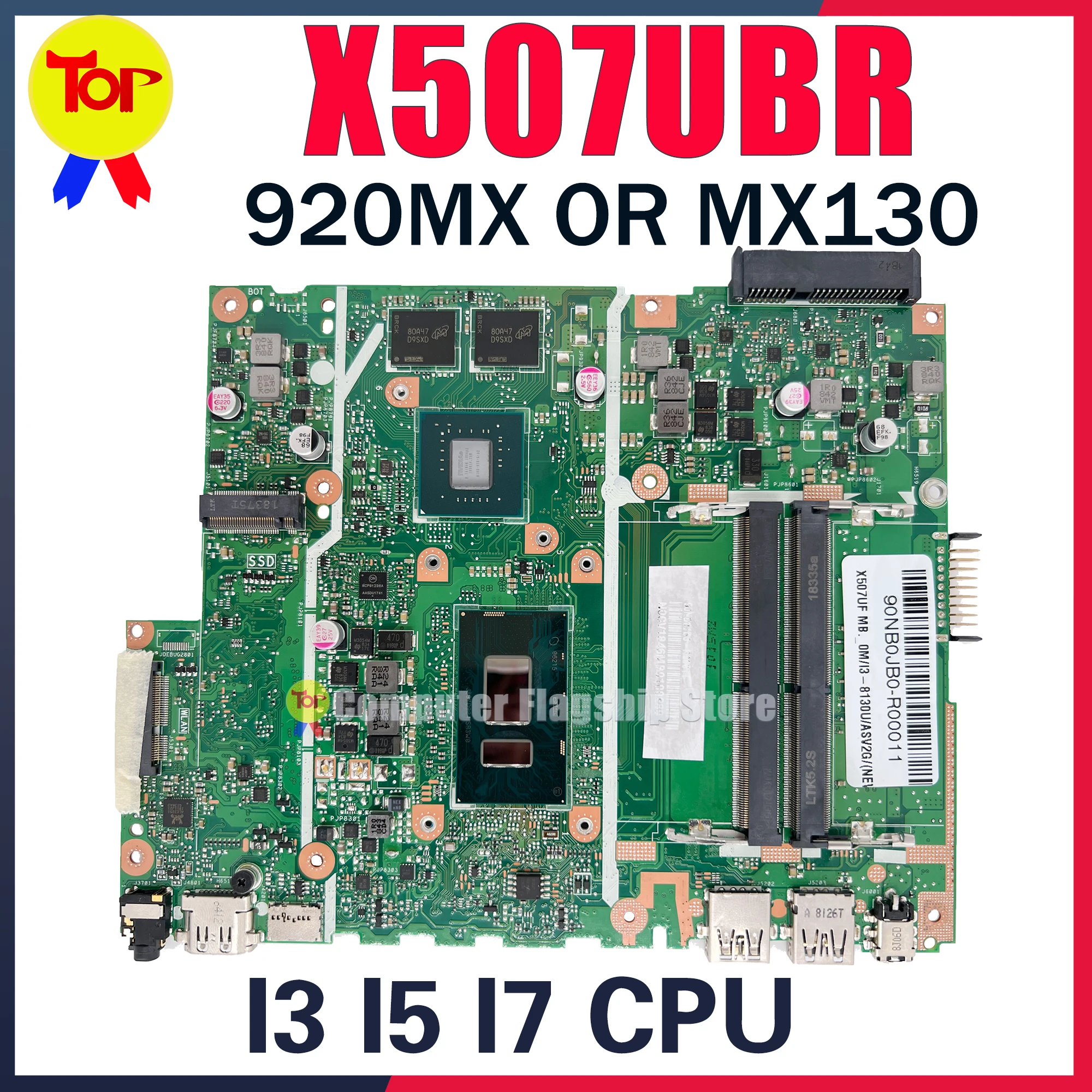 

X507UBR Laptop Motherboard For ASUS X507UB X507UF X507U X507UA X507UAR Y5000U Mainboard GT920 MX110 MX130 I3 I5 I7 100% Working