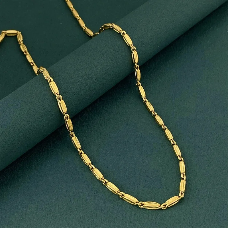 

925 Sterling Silver Gold Necklace Wheat Pendant Women's Fashionable Simple Birthday Party Wedding Anniversary Jewelry Gift