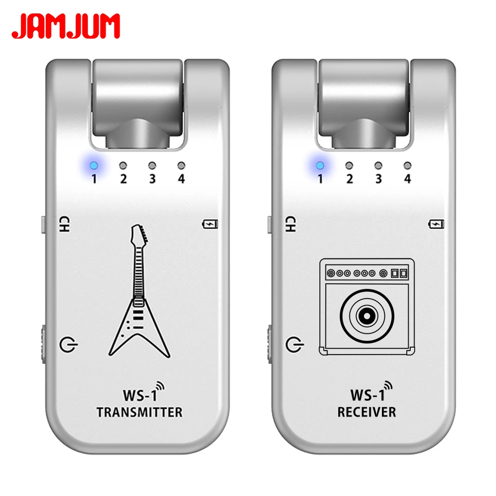 JAMJUM WS-3 Draadloos Gitaarsysteem (Zender & Ontvanger) - Universeel voor elektronische muziekinstrumenten