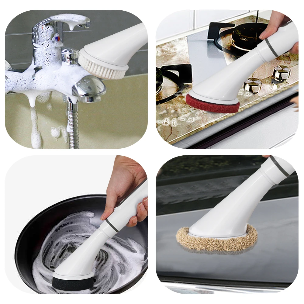 Electric Rotating Cleaning Brush USB Electric Scrubber Polisher 6 in 1 Electric Spin Cup Cleaning Brushes Electric Bottle Brush