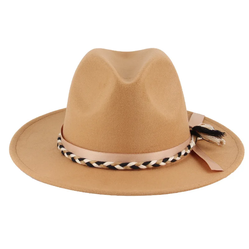 قبعة نسائية جديدة للخريف والشتاء من الصوف المقلد قبعة علوية عصرية بريطانية، قبعة جاز متعددة الألوان من القطن والبوليستر