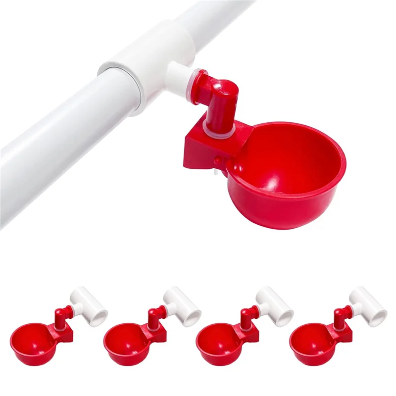 닭 물통용 PVC용 ABWR-DIY, 티 및 물컵을 포함한 가금류용 자동 급수기 키트