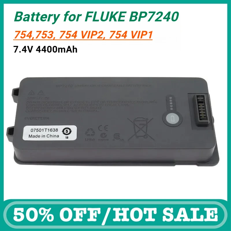 4400mAh Rechargeable Replacement Battery for Fluke BP7240 754 753 754 VIP2  754 VIP1 High Qualty Bateria 7.4V