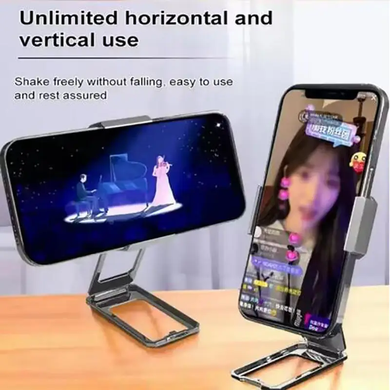 360° Free Adjustable Creative Phone Metal Lazy Bracket Mobile Phone Desk Holder Ultra-thin Foldable Portable Adhesive Support