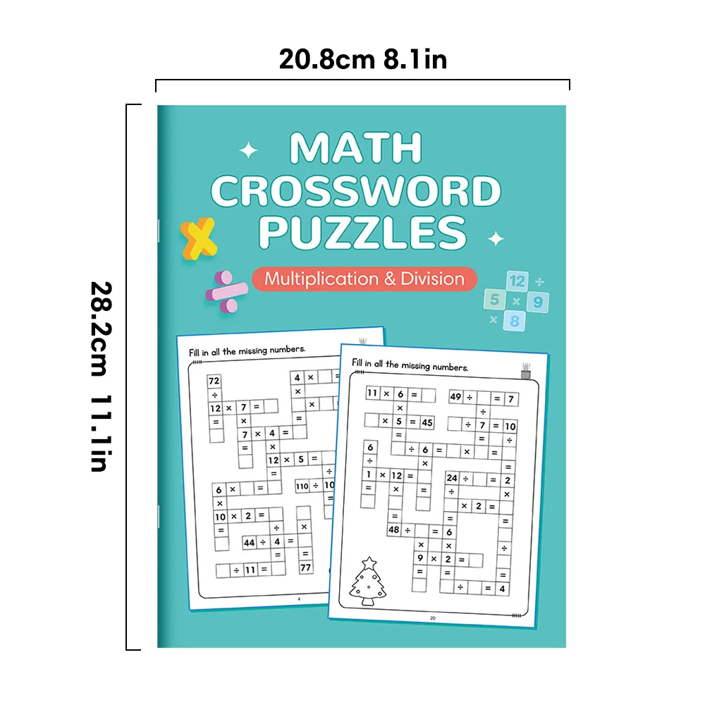 Math CrossWord Puzzles Addition Subtraction Multiplication Division Criss Cross Game Math Workbook Montessori for Kids Ages 5-8
