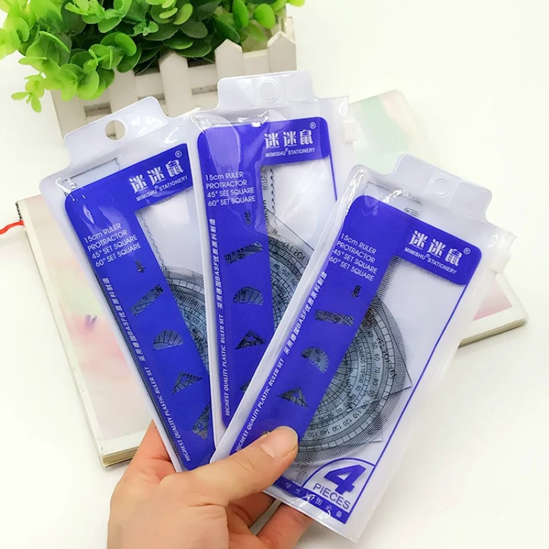 

Набор ученических принадлежностей Mimi Mouse: линейки, угольники, транспортир, трафареты для рисования, милые канцелярские товары Kawaii