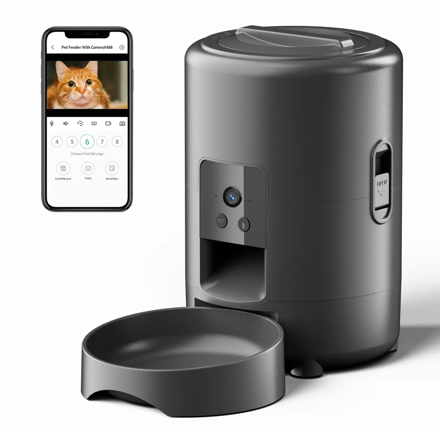 2L APP Control Automatic Pet Feeder with Video Auto Cat Food Dispenser Smart Control Pet Feeder Dry Food Bowl for Cats Dogs