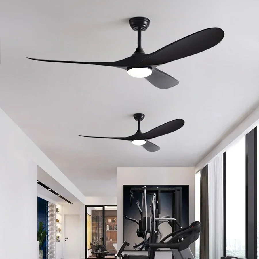 Low Floor Modern Ceiling Fan Without Light 42/52 Inch DC Motor Reversible Blade Remote Control LED Fan with Light Pendant Lamp