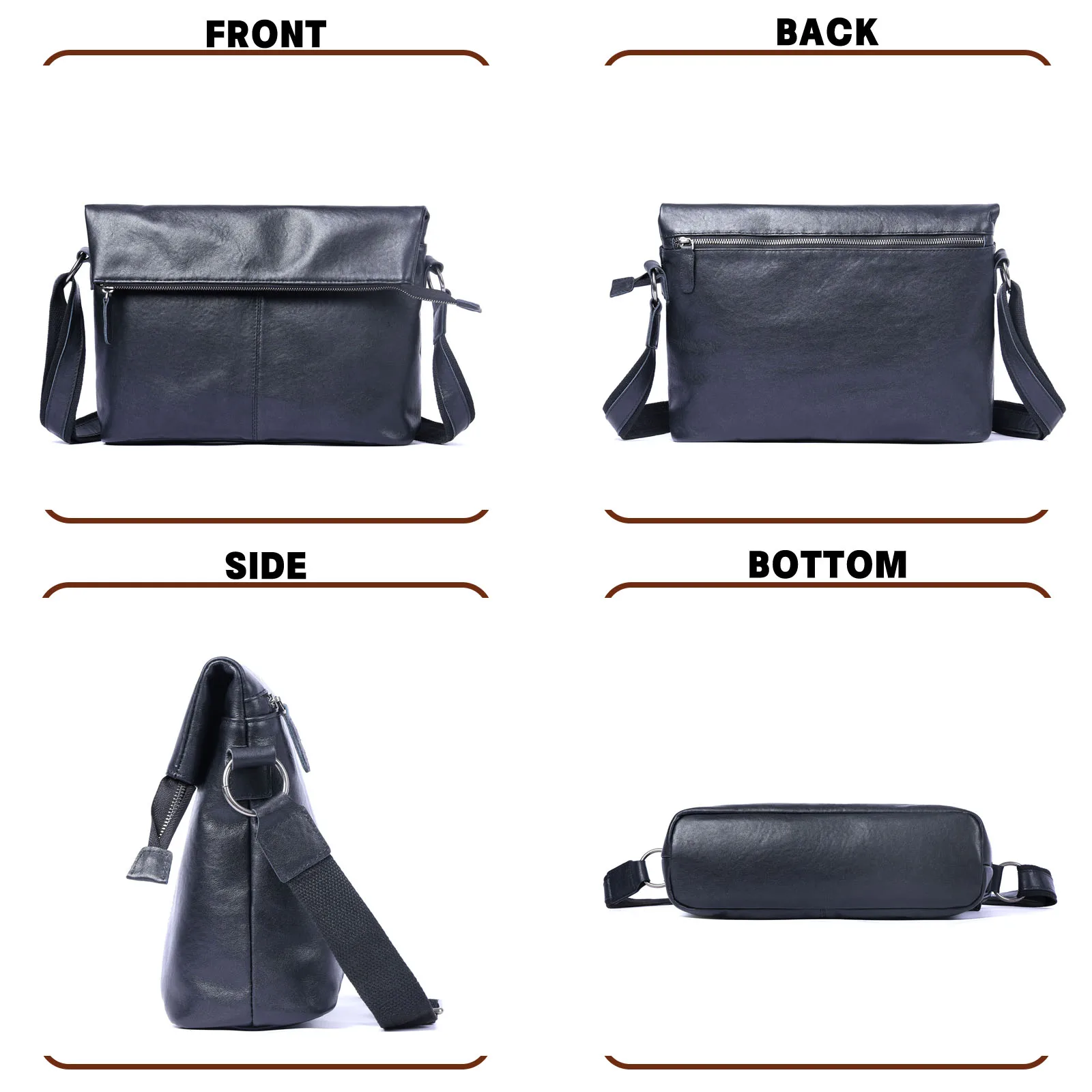 Echte Leder-Umhängetasche für Herren, Crossbody-Laptoptasche, einfache Rindsleder-Tasche aus pflanzlich gegerbtem Leder, modisch und lässig – Detail 7