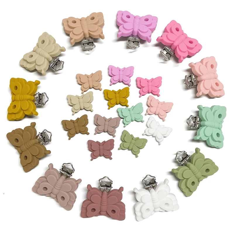 3/10pcs Silicone Baby Pacifier Clips Pacifier Chain Butterfly Shape Beads For DIY Jewelry Making Necklace Accessorie