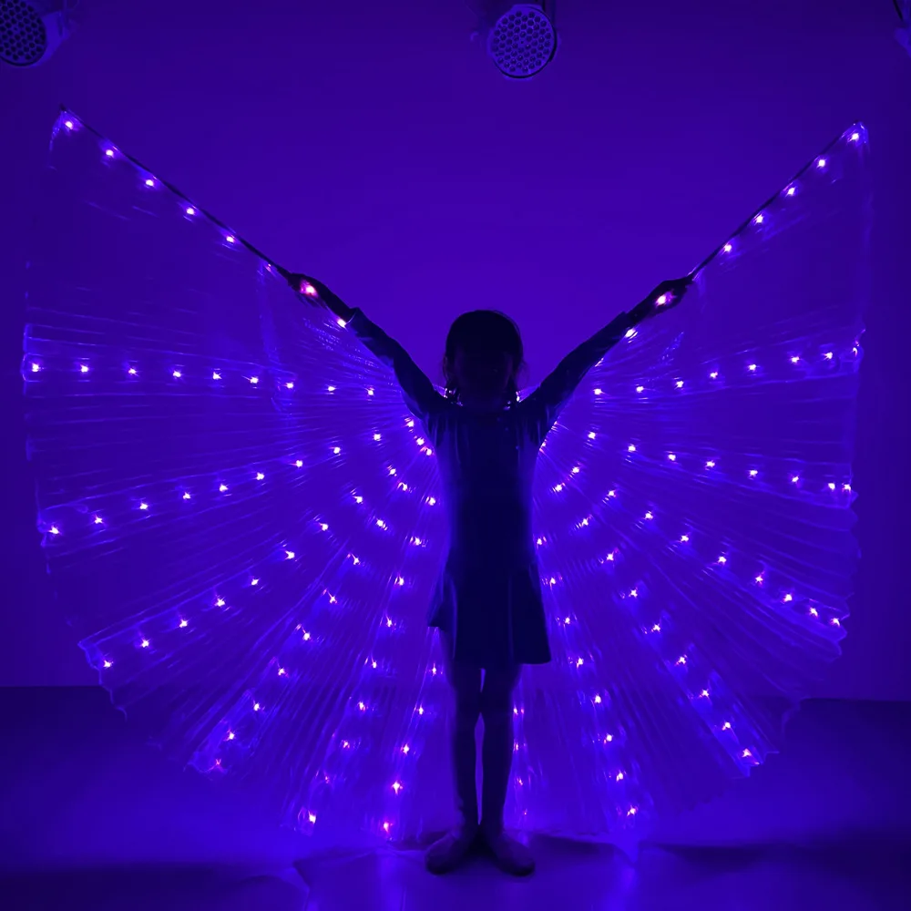 Alas LED Circo Luce luminosa Bambini Bambino Farfalla Isis Ala Danza del ventre Ali a LED Festa di Halloween Tron Led Cape Show