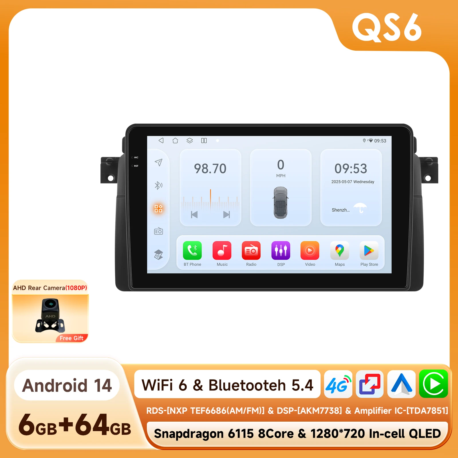 OSSURET 6115 Android autoradio voor BMW 3 E46 M3 1999-2006 draadloze Carplay Android Auto Multimedia 2Din 8CORE ADAS Stereo GPS