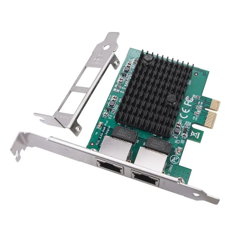 ABAN 2 Port 2.5G PCIe Network Card 2.5 Gigabit Ethernet Adapter RTL8125BG Chip PCI-E Ethernet LAN Adapter for Desktop PC