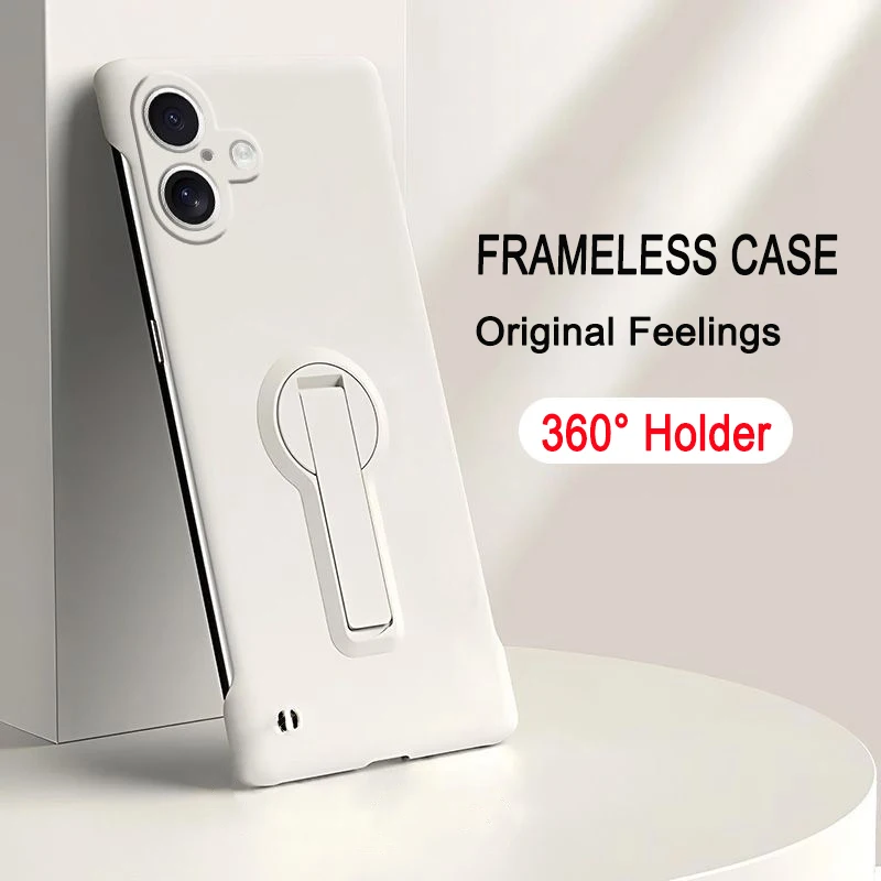Rahmenlose harte PC-Telefonhülle für iPhone 17 Air 16 16E 15 14Plus 13 12 Mini 11 Pro Max XR X XS MAX stoßfeste Stand-Rückseite