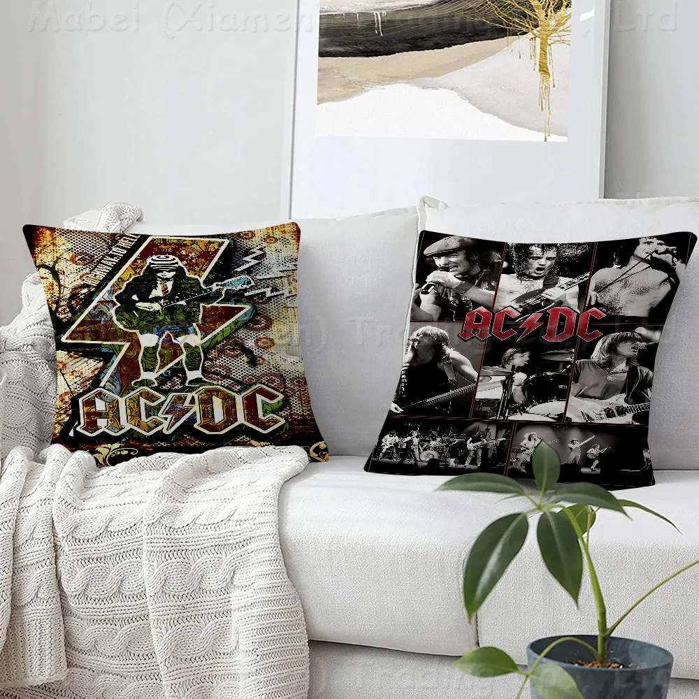 A-AC D-DC Band Maple Design Cushion Cover Happy Autumn Harvest Decor Holiday Decorati Pillow Cover