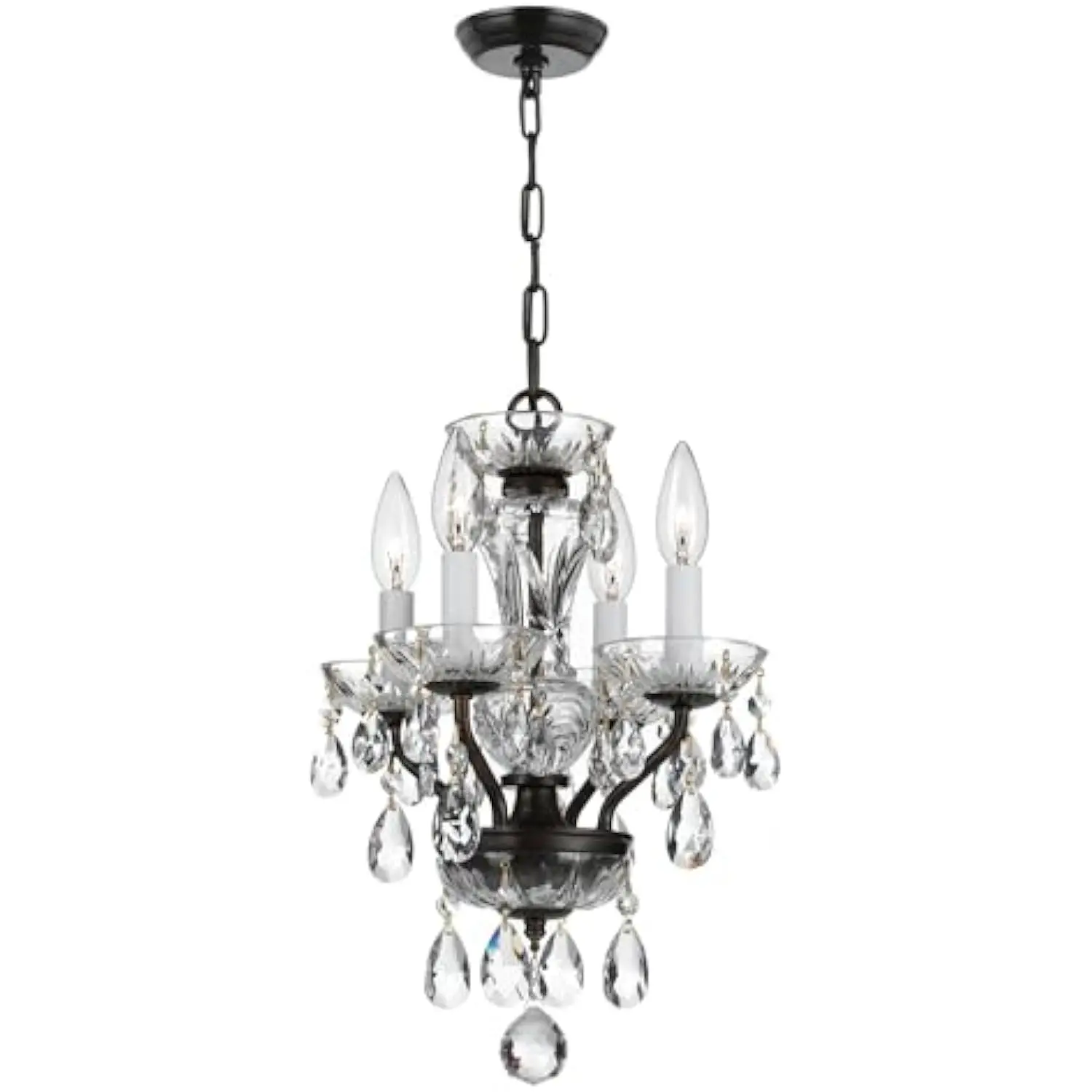 

Traditional Crystal 4 Light Clear Italian Crystal English Bronze Mini Chandelier