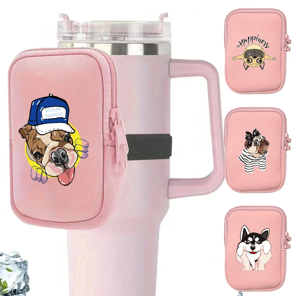 Sports Kettle Water Bottle Pouch Neutral Multi-functional Handheld Water Cup Bag Storage Bag Wrist Pouch Dog Pattern Printing