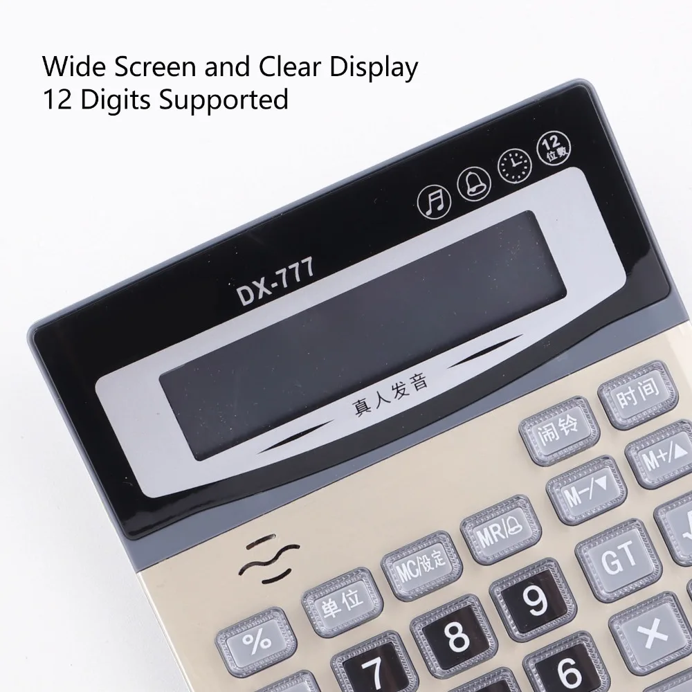 

12 Digit Desk Calculator Clear Display Voice Reading Desktop Calculator Time Display Big Buttons Function Calculator Home