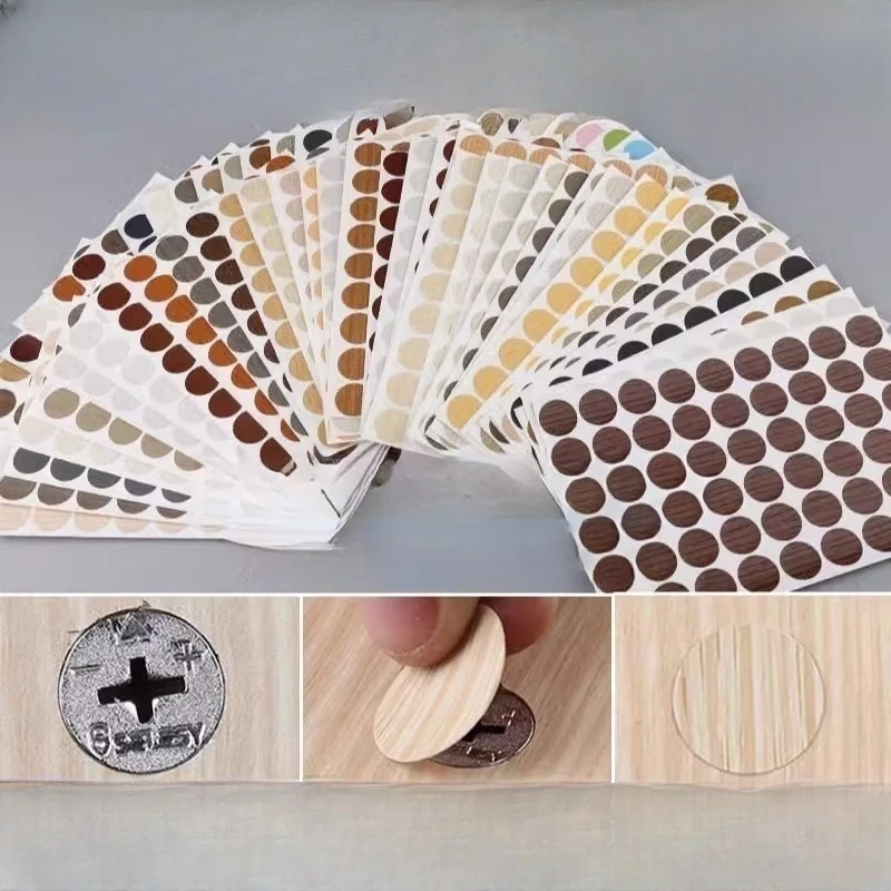 Custom Screw Cover Self Adhesive PVC Sticker Holes Sealer Dia. 21mm Furniture Decor Sold Color Wood Grain