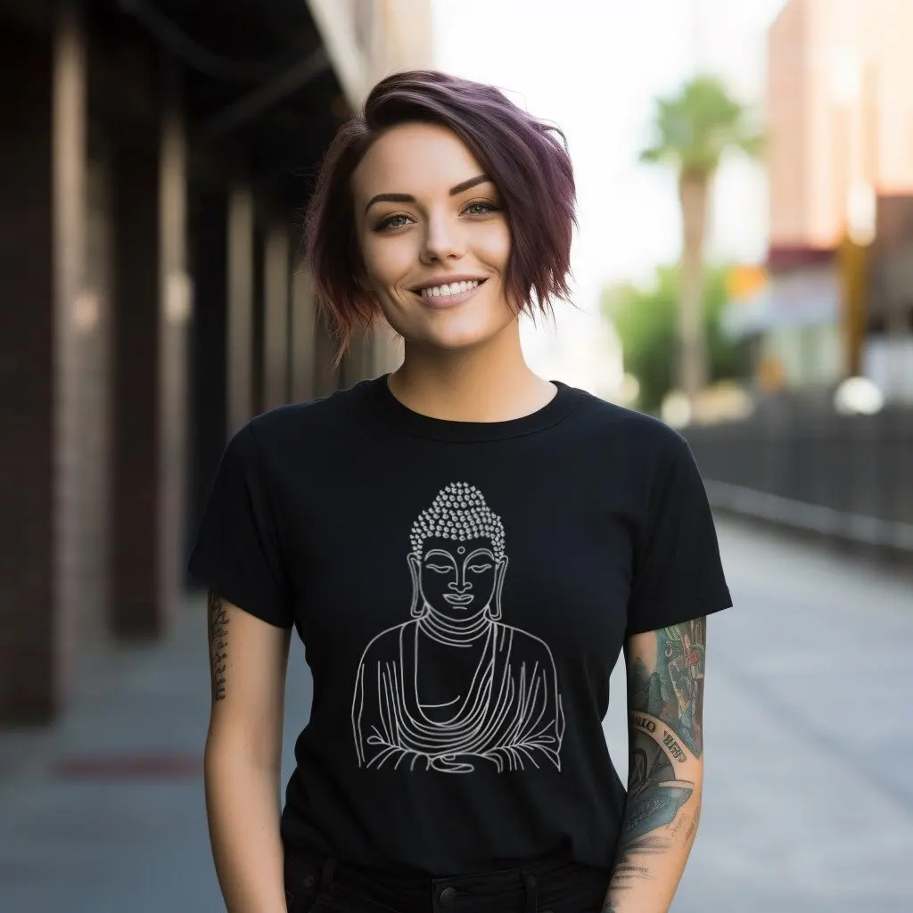 Meditative Peace Buddha T Shirt Tibetan Style Soft Cotton Top Many Colors Available Zen Buddhism Spiritual Wear