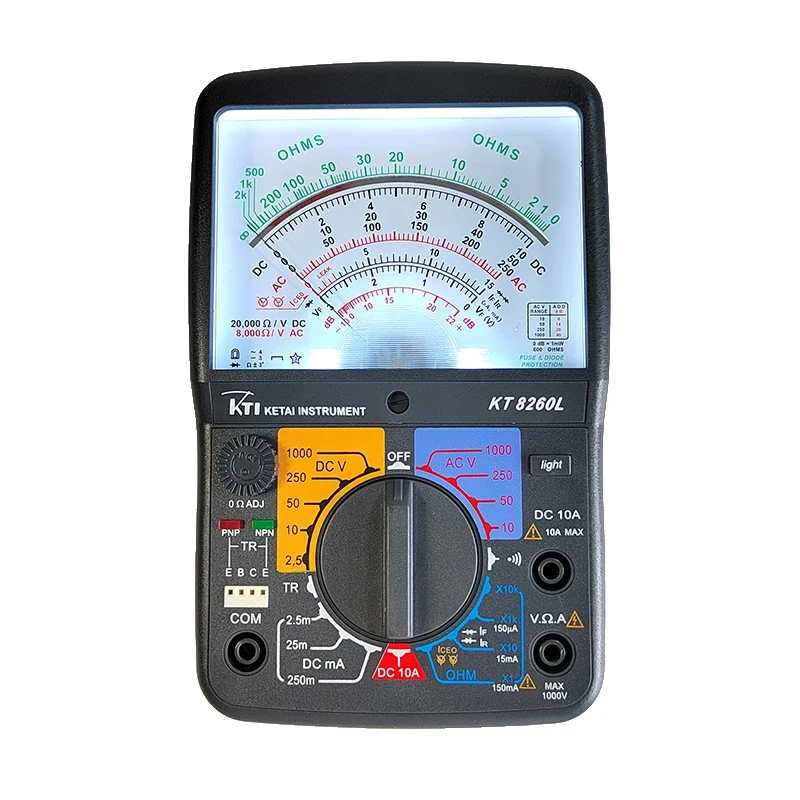 KTI Backlight Pointer Multi Meter AC DC Voltage 1000V Analog Multimeter KT8260L Professionele with Bag Tester Multimeters Sale