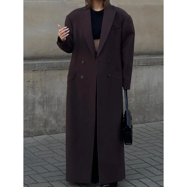 

Long Tailored Jaet Coat Autumn New Sle Women's Faion Outerwear Lapel Design Comfortable Fit Long Sve Color