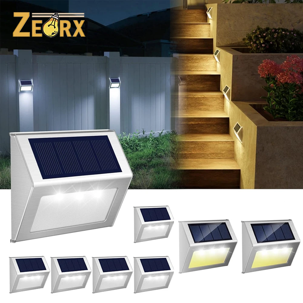 

Outdoor Fence Lights, 1/2/4pcs Solar Powered Deck Lights Stainless Steel Stairs Light Wall Lamps for Step Patio Garden Pathway