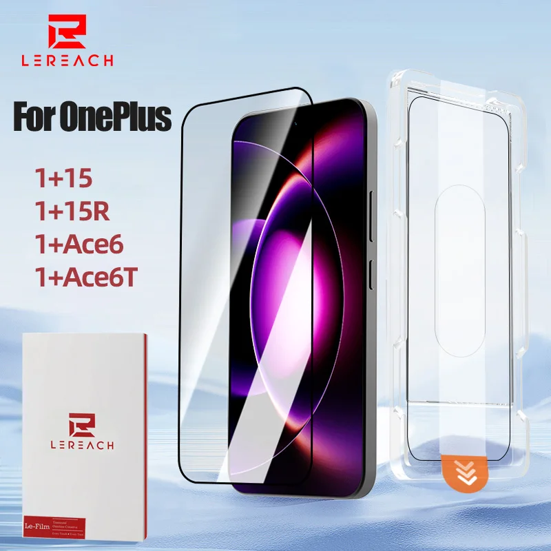 LeReach Screen Protector for OnePlus 15/15R/Ace 6/Ace 6T HD Transparent Tempered Glass Film 1+15 with Dust-Free Positioning Box